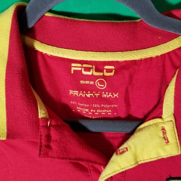 Polo Franky Max Red Yellow Ferrari Pit Crew Rugby Men Large Preppy - Picture 10 of 10